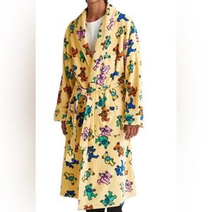 Grateful Dead Robe Dancing Bears Plush Pockets Mens One Size Lounge Comfy